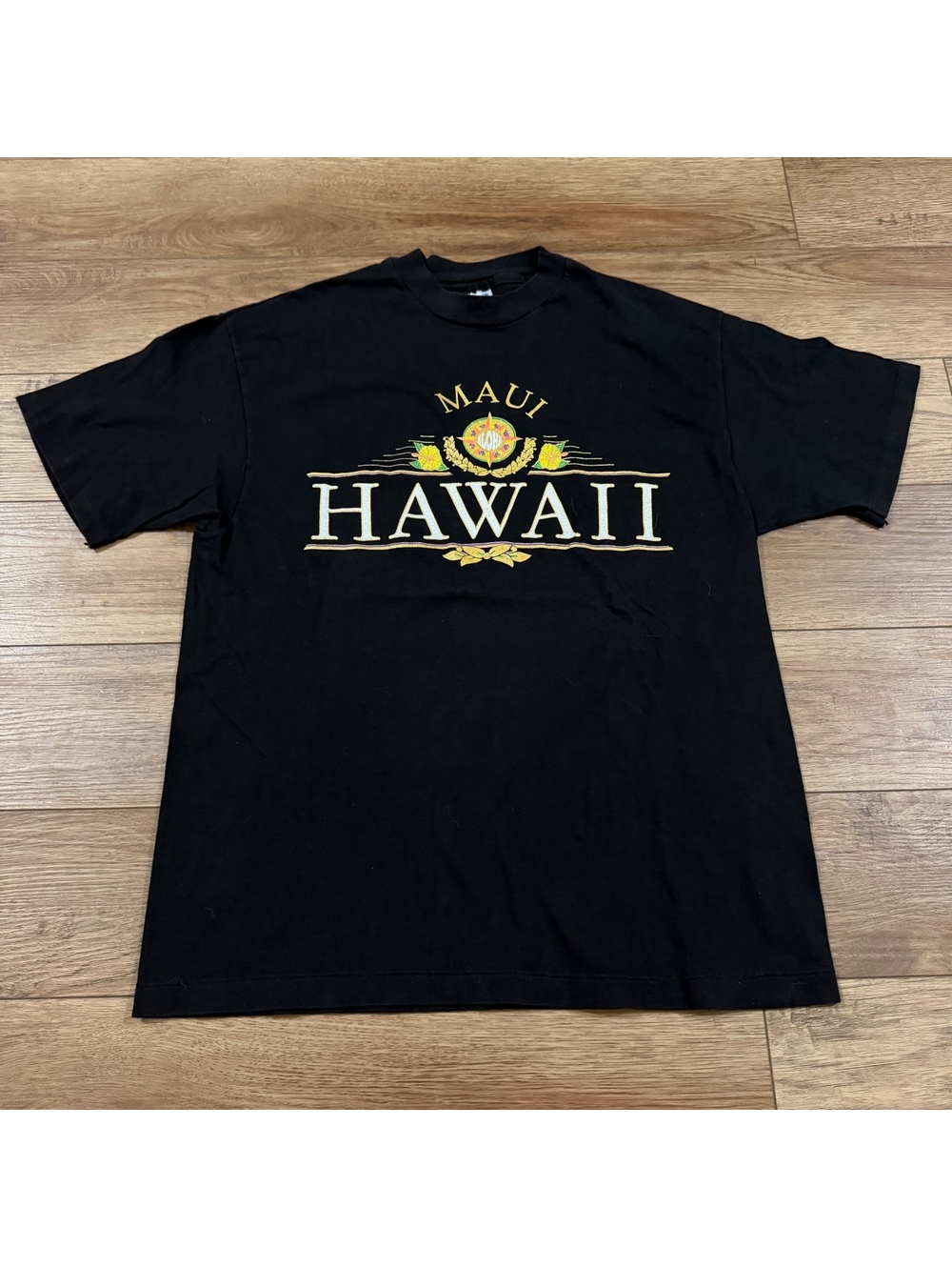 Vtg 90s Hanes Beefy T Maui Hawaii Shirt Black L Made in USA